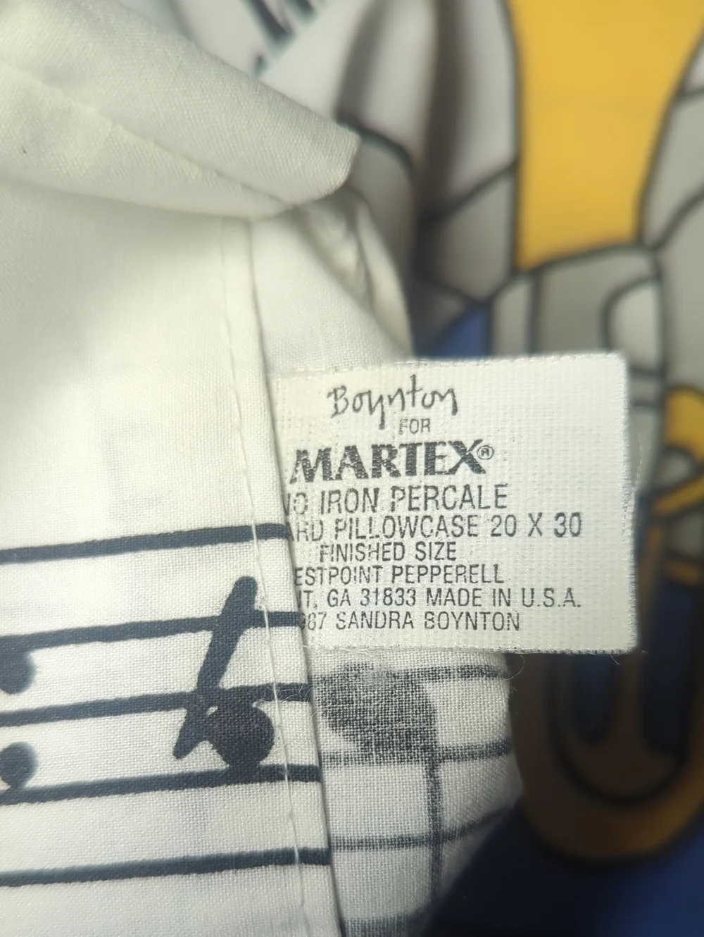 Vintage Sandra Boynton for Martex Musical Theme Standard Set Pillow Cases (2)